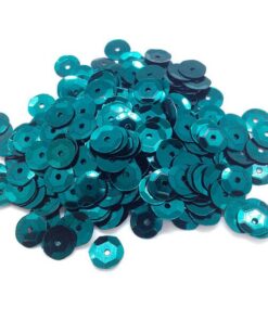 Turkise runde pailletter på 6 mm samlet i en bunke – 500 stk. dekorative pailletter til hobby og kreative projekter.