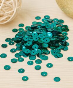 Turkise runde pailletter på 6 mm samlet i en bunke – 500 stk. dekorative pailletter til hobby og kreative projekter.