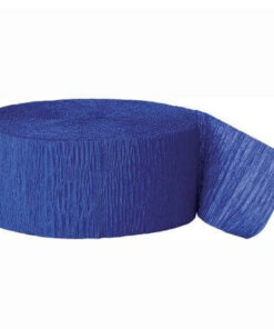 Rulle blåt crepepapir på hvid baggrund.