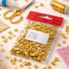 Pailletter 6 mm glitter guld i pose med 500 stk til hobby, syning og DIY-projekter