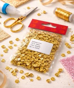Pailletter 6 mm glitter guld i pose med 500 stk til hobby, syning og DIY-projekter