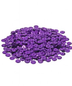 Mørklilla 6 mm pailletter – skinnende runde pailletter med hul i midten, perfekte til dekoration og hobbyprojekter.