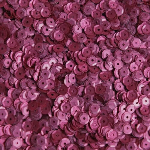 Vinrøde 6 mm pailletter med hul i midten – 500 stk.