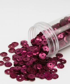 Vinrøde 6 mm pailletter med hul i midten – 500 stk.