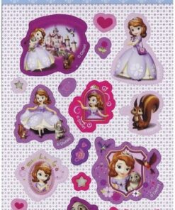 Sofia den Første stickers med farverige Disney-prinsesse motiver på ark.