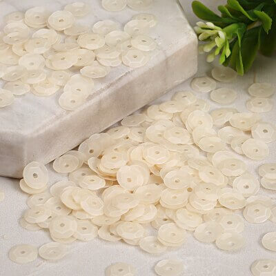 Palietter 6mm elfenben hvide til hobby