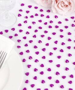 Skinnende cerise pynte diamanter formet som hjerter, 12 mm – dekorativ bordpynt