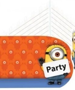 Minions fødselsdagsinvitationer med farverige figurer og festligt design.