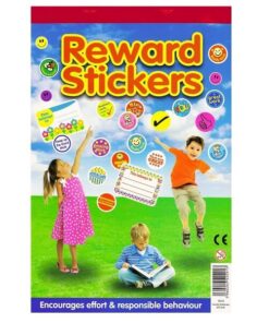 Belønnings klistermærker hæfte med sjove stickers og glade skolebørn, der motiveres gennem leg og læring
