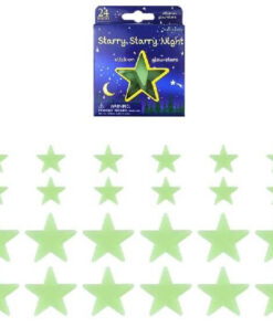 Selvlysende stjerner til væg og loft – 24 stk glow in the dark stjerner i 2 størrelser