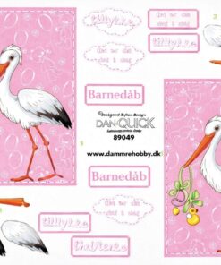 3D ark med stork til pige barnedåb Dan Quick 89049 til hjemmelavede kort og baby shower DIY