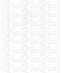 Hvidt ark med udskårne Menu-stickers i dekorativ skrifttype – vinyl klistermærker til skiltning og dekoration