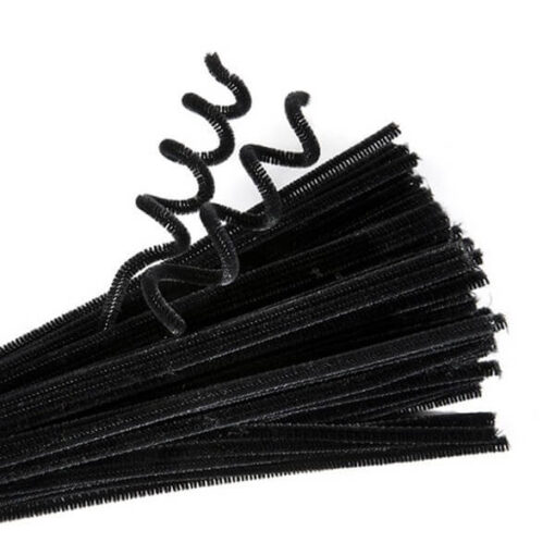Chenille piberensere sorte 6mm 30cm