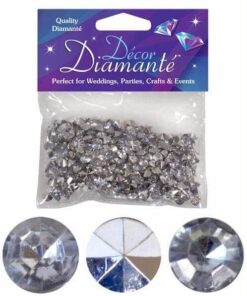 Pynte diamanter sølv 6mm 28g i pose til bordpynt og festdekoration