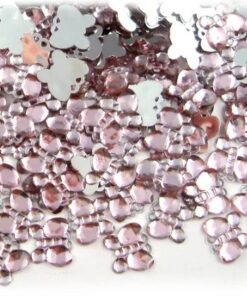 Lyserøde facetslebne sommerfugl-rhinsten med flad sølvbagside – dekorationssten i bulk.