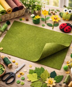 Olivengrøn hobbyfilt 3 mm brugt i kreativ hobby og dekoration på hobbybord