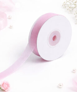 Lyserødt organzabånd 10 mm på rulle med transparent finish til gaveindpakning og dekoration