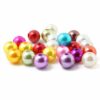 Runde imiterede perler 8 mm i farvemix med blank perlefinish til smykkefremstilling og DIY