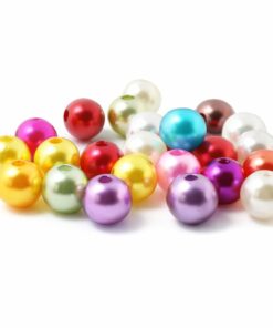 Runde imiterede perler 8 mm i farvemix med blank perlefinish til smykkefremstilling og DIY