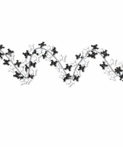 Pirat dødningehoved guirlande i sort og hvid på hvid baggrund, ca. 7,6 meter lang.