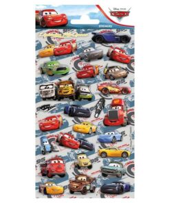 Disney Cars klistermærker med Lynet McQueen og andre kendte biler på ét stickerark.