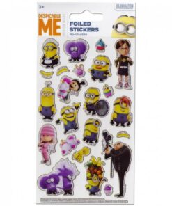 Minions folie klistermærker med skinnende detaljer og farverige figurer fra Despicable Me på original emballage