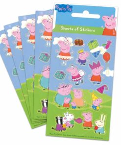 Gurli Gris stickers ark – 6 stk. farverige klistermærker med Gurli Gris og venner på ark.