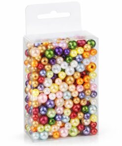 Runde voksperler mix 6 mm og 8 mm i transparent æske til smykkefremstilling