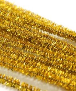 Chenille piberensere guld glitter 6mm 30cm