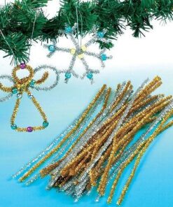 Chenille piberensere guld glitter 6mm 30cm