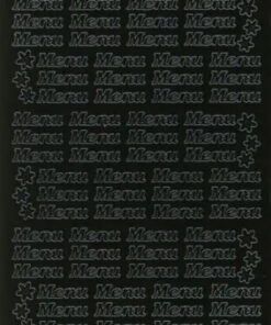 Stickers med teksten Menu i sort til kortfremstilling, bordkort, invitationer og scrapbooking