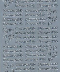 Stickers med sølvfarvet tekst “Barnedåb” til kortfremstilling, bordkort, invitationer og scrapbooking