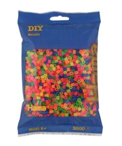 Hama Midi Perler Neon Mix 3000 stk i seks klare neonfarver til perleplader