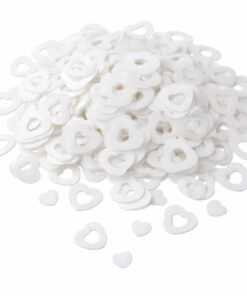 Hvid hjerteformet konfetti 14 g til bordpynt og festdekoration