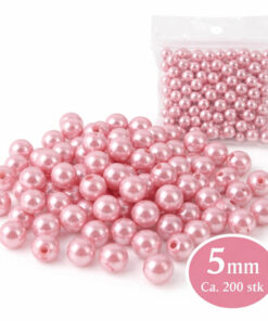 Lyserøde runde voksperler 5 mm – ca. 200 stk til smykkefremstilling og kreativ hobby