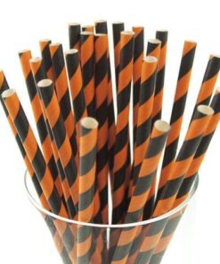 Papsugerør sort og orange stribede