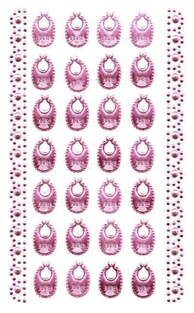 Selvklæbende lyserøde hagesmække med rhinsten til scrapbooking og kortfremstilling