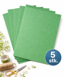Grønt kartonpapir i ark til hobby og kreative projekter, pakke med 5 stk