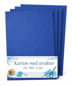 Karton med struktur i A4-format i blå farve – pakke med 5 ark karton til kreativ hobby