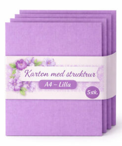 Lilla karton med struktur i A4-format – pakke med 5 ark til kreative projekter
