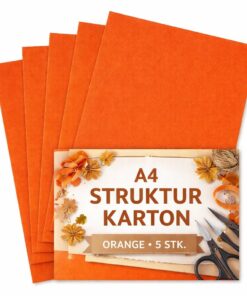 Karton med struktur i A4-format i orange – pakke med 5 ark kraftigt hobbykarton til kreative projekter