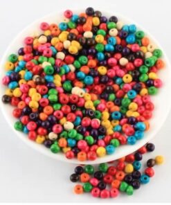 Træperler 6mm mix 120stk