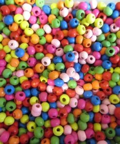 Træperler 6mm mix 120stk