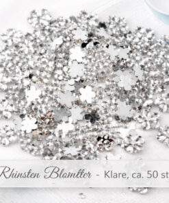 Klare rhinsten blomster i blomsterform – ca. 50 stk. dekorative rhinsten til negle, hobby og DIY