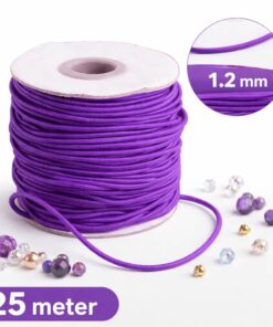 Mørk lilla elastiksnor 1,2 mm på rulle med 25 meter til smykkefremstilling og perler