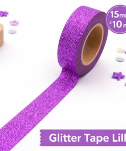Lilla glitter tape 15 mm x 10 meter på rulle til hobby, scrapbooking og dekoration