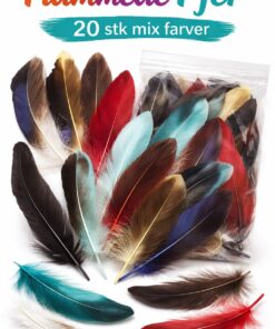 Flammede fjer 15 cm i mix farver 20 stk dekorationsfjer til hobby og DIY