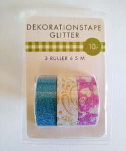 Glitter tape 3-pak blå sølv pink mix