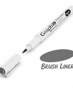 Graph’it Brush Liner mørk grå med brush-spids og hætte på hvid baggrund