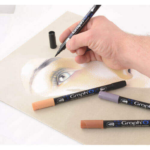 GRAPH'O Twin Tip Marker GO07165 Sapphire vandbaserede tusser